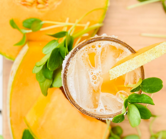 Cantaloupe Shoot Microgreens on a Cantaloupe Inspired Drink